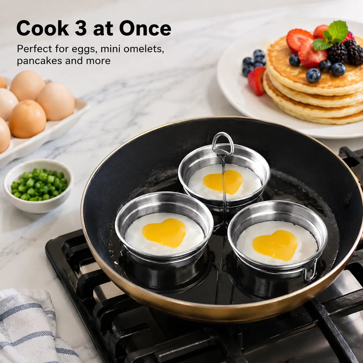 Cook three eggs at once